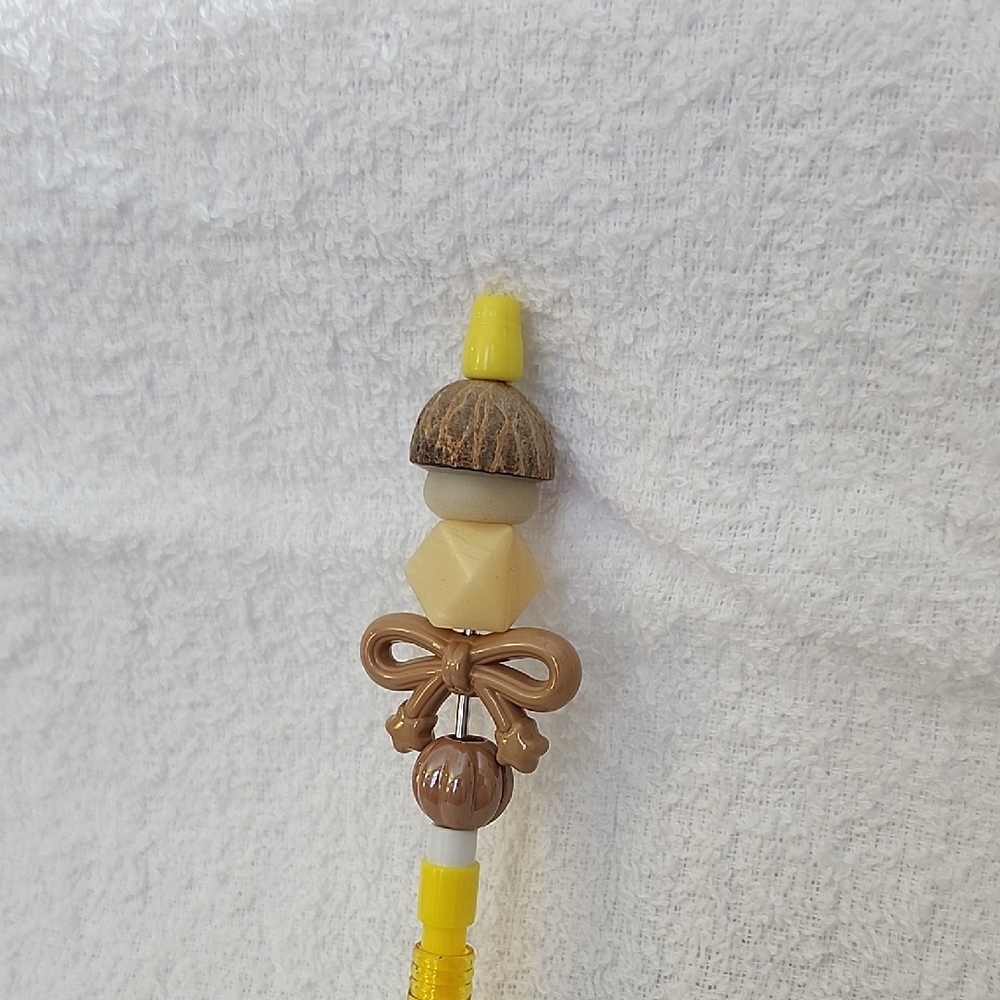 Yellow and Brown Beaded Mechanical Pencil